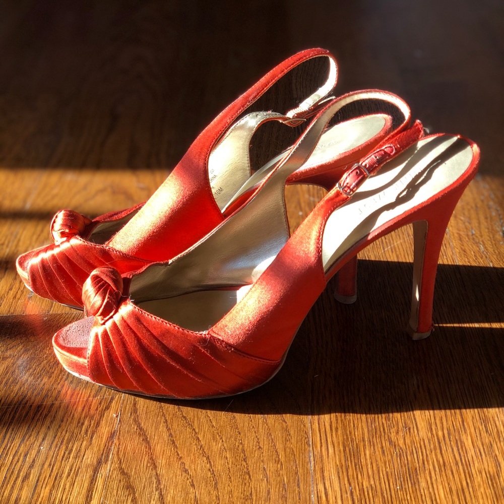 Orange Satin Slingbacks